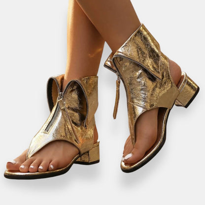 Octavienne | Metallische Sandalen mit Reißverschluss – schick und modisch
