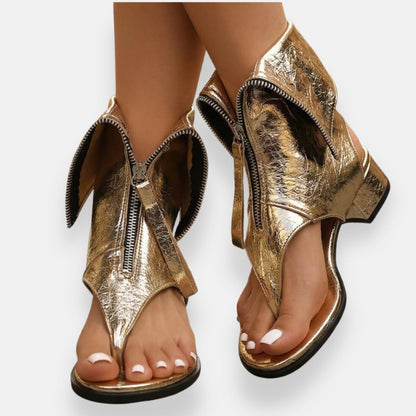 Octavienne | Metallische Sandalen mit Reißverschluss – schick und modisch
