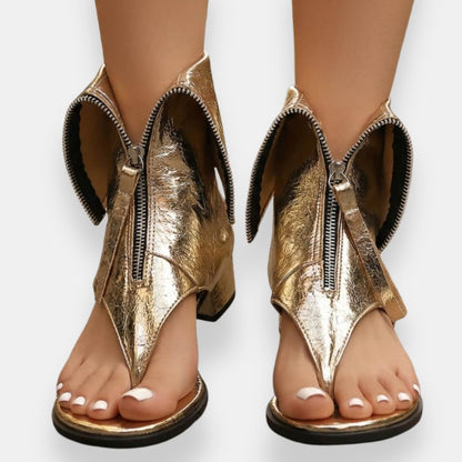 Octavienne | Metallische Sandalen mit Reißverschluss – schick und modisch