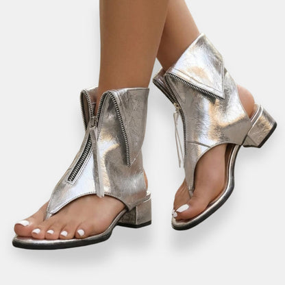 Octavienne | Metallische Sandalen mit Reißverschluss – schick und modisch