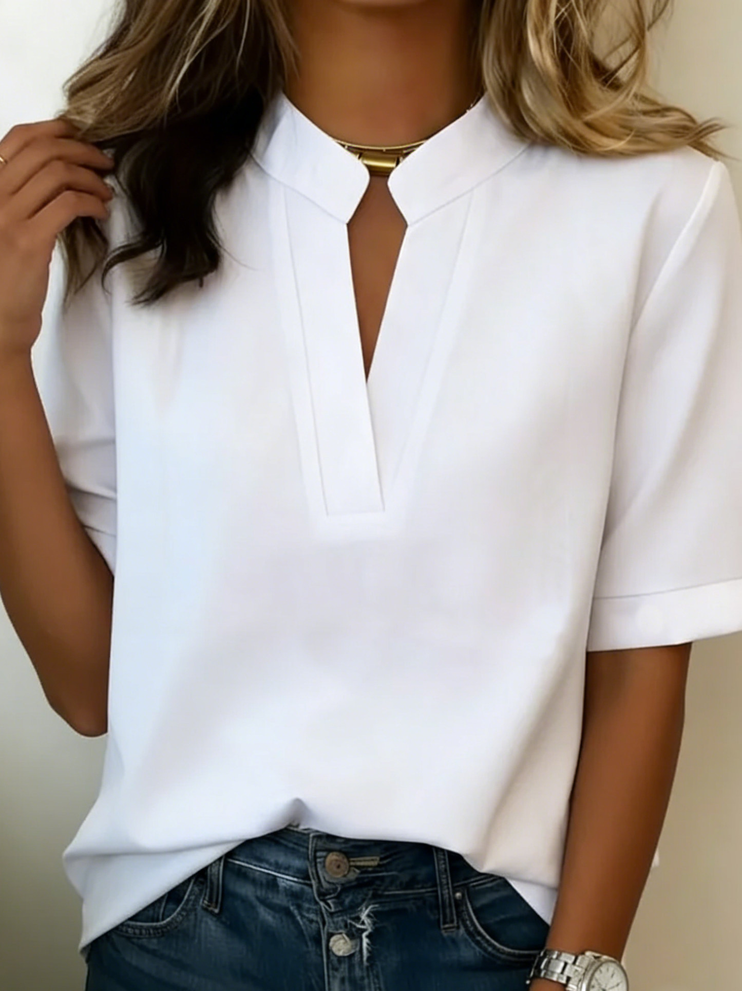 Léonie – Elegante Bluse mit strukturiertem Kragen