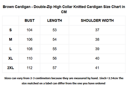 Knitted Cardigan - Double-Zip High Collar Knitted Cardigan