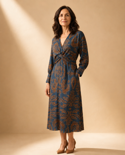 Isadora – Midi-Kleid mit künstlerischem Muster