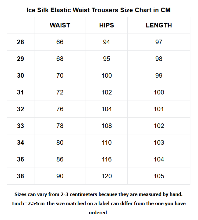 Ice Silk Elastic Waist Trousers