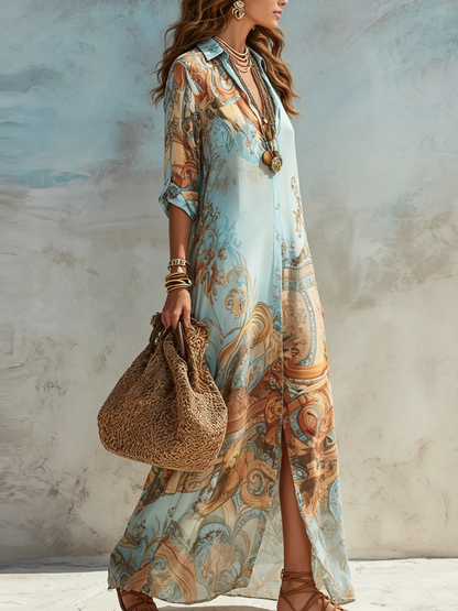 Luisa | Mediterranes Maxi-Chemisierkleid