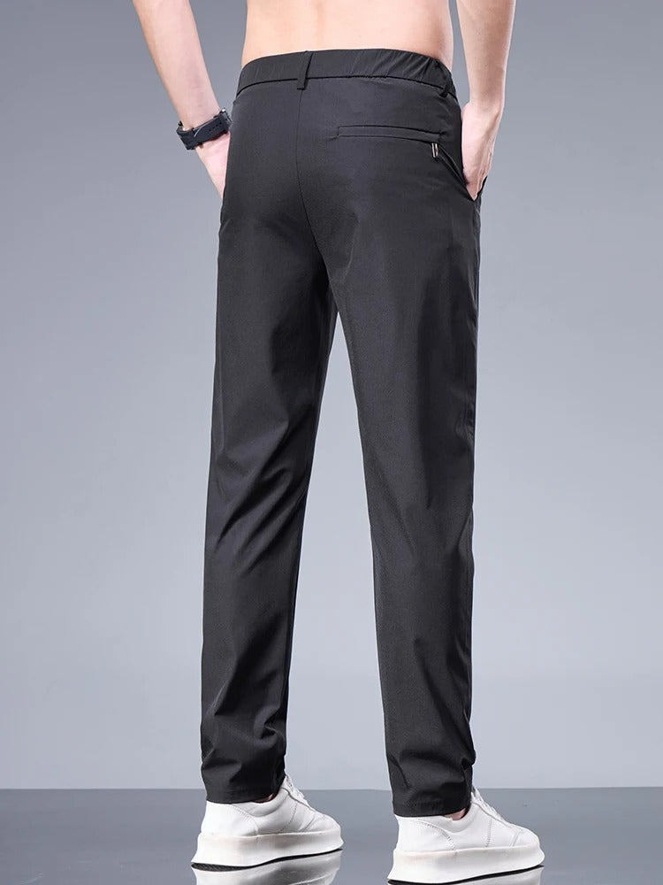 Ice Silk Elastic Waist Trousers