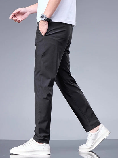 Ice Silk Elastic Waist Trousers