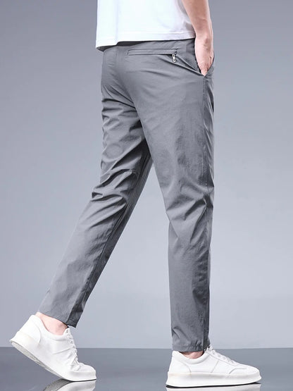 Ice Silk Elastic Waist Trousers