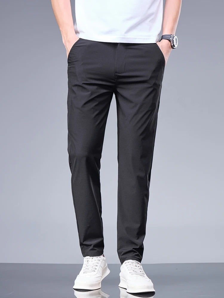 Ice Silk Elastic Waist Trousers