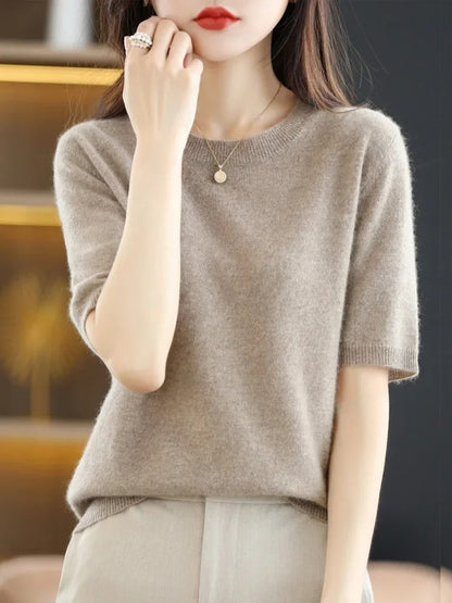 Cashmere Knit Half-Sleeve Sweater