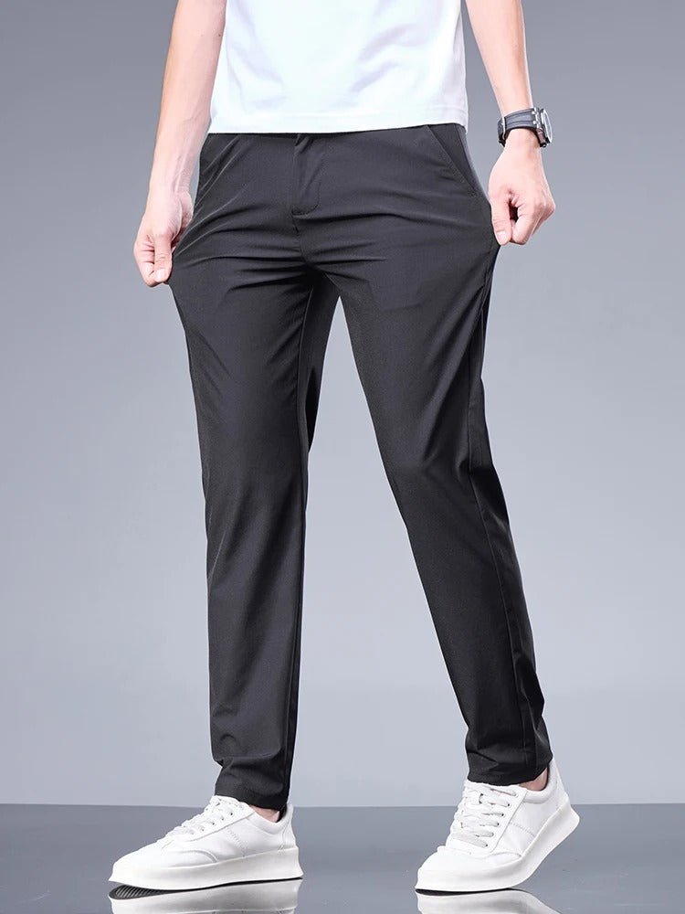 Ice Silk Elastic Waist Trousers