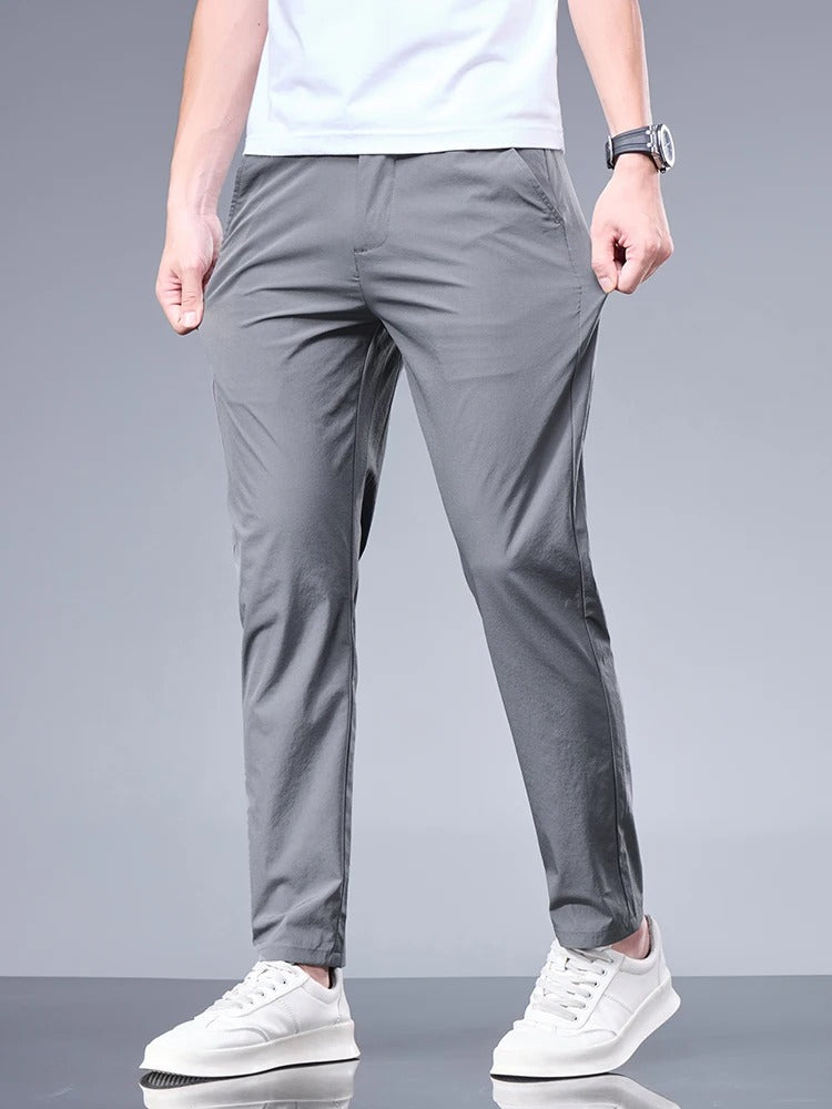 Ice Silk Elastic Waist Trousers